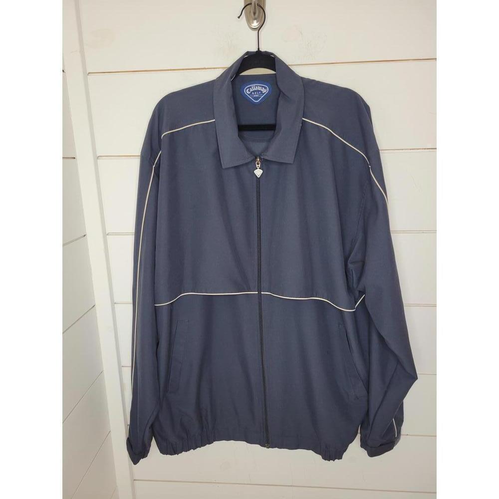 Callaway Golf XXL navy blue with tan accented golf jacket windbreaker